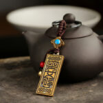 Buddha Stones Namo Amitabha Peace Blessing Keychain Key Chain BS 2