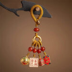 Buddha Stones Nothing to Be Superstitious Dancing Lion Copper Wealth Key Chain Key Chain BS Yellow(Nothing to Be Superstitious Charm)