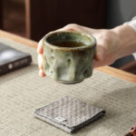 Buddha Stones Handcrafted Simple Cracked Ice Texture Chinese Jianzhan Ceramic Teacup Kung Fu Tea Cup Jian Zhan Tea Cup BS 4