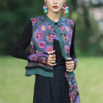 Buddha Stones Frog-Button Embroidery Flowers Cotton Linen Tang Suit Design Sleeveless Vest Waistcoat BS 1
