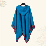 Buddha Stones Tibetan Shawl Border Small Floral Flower Hooded Cloak Winter Cozy Travel Scarf Wrap Tibetan Shawl BS 19
