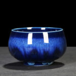 Buddha Stones Chinese Jianzhan Glaze Kiln Change Ceramic Teacup Tenmoku Kung Fu Tea Cup Jian Zhan Tea Cup BS Blue 8.5cm*5.2cm*160ml