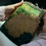 Buddha Stones Small Green Peony Butterfly Metal Chain Crossbody Bag Shoulder Bag Cellphone Bag Crossbody Bag BS 3
