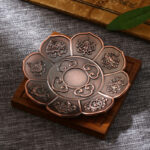 Buddha Stones Lotus Dragon Phoenix Eight Auspicious Symbols Zinc Alloy Incense Stick Holder Healing Incense Burner Decoration Incense Burner BS Eight Auspicious Symbols Brown(Without Incense Hole)