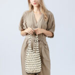 Buddha Stones Hand-woven Wooden Beads Bucket Shoulder Bag Handbag Handbags BS 15