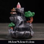 Buddha Stones Mountain Bridges Pattern Meditation Resin Backflow Incense Burner Incense Burner BS Fairyland 10.5*8.5*11.5cm
