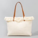 Buddha Stones Large Capacity Evil Eye Leaf Hamsa Tassel Canvas Tote Shoulder Bag Shoulder Bag BS 7