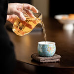 Buddha Stones Lotus Flower Pod Pattern Ceramic Teacup Kung Fu Tea Cup 80ml Cup BS 9