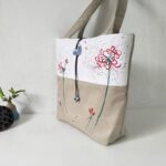 Buddha Stones Pear Flower Plum Peach Blossom Bamboo Embroidery Canvas Large Capacity Shoulder Bag Tote Bag Bag BS 42