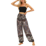 Buddha Stones Boho Mandala Print Lace-up Wide Leg Pants Women's Yoga Pants Women's Wide Leg Pants BS 8