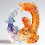 Buddha Stones Feng Shui Dragon Koi Fish Handmade Liuli Crystal Art Piece Home Office Decoration Decorations BS 1