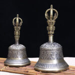 Buddha Stones Tibetan Meditation Bell and Vajra Dorje Copper Enlightenment Decoration Set Decorations BS 7