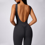 Buddha Stones Women Casual Sleeveless Jumpsuit Flare Pants Sports Fitness Yoga Bodysuit Bodysuit BS 18