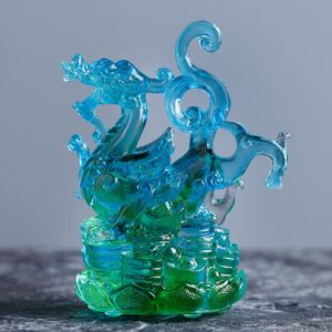 Buddha Stones Feng Shui Four Symbols Azure Dragon Handmade Liuli Crystal Art Piece Home Office Decoration Decorations BS Azure Dragon