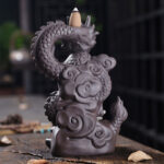 Buddha Stones Dragon Buddha Auspicious Clouds Purple Clay Healing Incense Burner Decoration Incense Burner BS 4