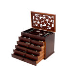 Buddha Stones Vintage Plum Blossom Carved Wooden Jewelry Box Six-Layer Jewelry Storage Box Jewelry Box BS 10