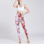 Buddha Stones Red Pink Flowers Print Sports Fitness Yoga High Waist Leggings Women's Yoga Pants Leggings BS 6