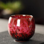 Buddha Stones Simple Multicolored Kiln Change Chinese Jianzhan Ceramic Teacup Kung Fu Tea Cup 110ml Jian Zhan Tea Cup BS Red Pink 6.5cm*6cm*110ml