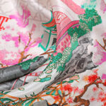 Buddha Stones Pastoral Scene Hot Air Balloon Spring Blossom 100% Mulberry Silk Neck Hair Scarf Silk Shawl BS 17