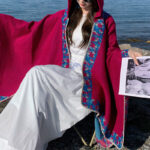 Buddha Stones Tibetan Shawl Border Small Floral Flower Hooded Cloak Winter Cozy Travel Scarf Wrap Tibetan Shawl BS 25