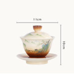 Buddha Stones Mountain Landscape Countryside Ceramic Gaiwan Sancai Teacup Kung Fu Tea Cup And Saucer With Lid Cup BS 5