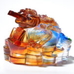 Buddha Stones Feng Shui Frog Handmade Liuli Crystal Art Piece Wealth Home Office Decoration Decorations BS 13