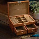 Buddha Stones Antique Handmade Rosewood Jewelry Storage Box Lockable Large Double Layer Flower Wooden Gift Organizer Box Jewelry Storage Box BS 1
