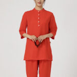 Buddha Stones 2Pcs Solid Color Three Quarter Shirt Top Pants Meditation Zen Tai Chi Cotton Linen Clothing Women's Set Women's Meditation Cloth BS 16