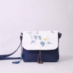 Buddha Stones Embroidered Camellia Epiphyllum Gardenia Sakura Flowers Crossbody Bag Shoulder Bag Cellphone Bag Crossbody Bag BS Navy Blue Camellia 20*16cm
