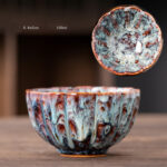 Buddha Stones Peach Blossom Pattern Ceramic Teacup Flower Tea Cups Cup BS Aqua