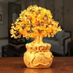Buddha Stones Natural Citrine Money Tree Gemstone Ornament - Feng Shui for Prosperity Decoration BS Medium Citrine Tree