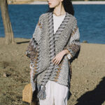Buddha Stones Tibetan Shawl Gray Brown Striped Knitted Tassels Winter Cozy Travel Scarf Wrap Tibetan Shawl BS 16
