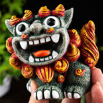 Buddha Stones Small Pair of Lion Fu Foo Dogs Ward Off Evil Protection Home Resin Decoration Decorations BS 5