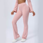 Buddha Stones Long Sleeve Backless Strap Top Bra Flare Pants Fitness Yoga Outfit 2-Piece Outfit BS 35