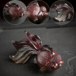 Buddha Stones Color Changing Koi Fish Resin Tea Pet Wealth Home Figurine Decoration Decorations BS 6