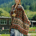 Buddha Stones Tibetan Shawl Classic Geometry Pattern Winter Cozy Travel Scarf Wrap Tibetan Shawl BS 3
