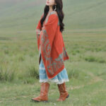 Buddha Stones Tibetan Shawl Simple Pattern Winter Cozy Travel Scarf Wrap Tibetan Shawl BS 13