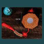 Buddha Stones Feng Shui Bagua Map Peach Wood Five-Emperor Coins Chinese Knotting Balance Energy Map Mirror Bagua Map BS 12