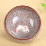Buddha Stones Cute Koi Fish Ceramic Teacup Kung Fu Tea Cup Bowl 45ml Cup BS Antiquewhite Koi Fish 6.1cm*3cm*45ml