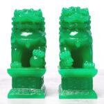 Buddha Stones Wealth Prosperity Pair of Fu Foo Dogs Guardian Lion Statues Home Decoration Decorations BS 3