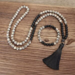 108 Mala Beads Zebra Jasper Frosted Stone Protection Tassel Bracelet (Extra 30% Off | USE CODE: FS30) Mala Bracelet BS 2