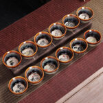 Buddha Stones 12 Chinese Zodiac Pattern Ceramic Teacup Kung Fu Jian Chinese Zhan Tea Cup 73ml Jian Zhan Tea Cup BS 18
