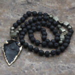 Buddha Stones Natural Lava Rock Yoga Meditation Necklace Arrow Pendant (Extra 30% Off | USE CODE: FS30) Necklaces & Pendants BS 4