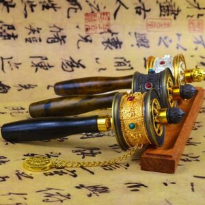Buddha Stones Tibetan Lucky Prayer Wheel Decoration Decoration BS main