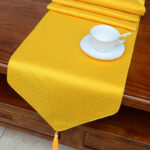Buddha Stones Prayer Altar Flower Vajra Dragon Pattern Tibetan Auspicious Symbols Tassels Jacquard Table Runner Prayer Altar BS Yellow 200*33cm