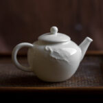 Buddha Stones White Plum Pine Bamboo Engraved Design Ceramic Teapot Teapot BS 9