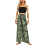 Buddha Stones Boho Lace-up Wide Leg Pants Women's Yoga Pants Women's Wide Leg Pants BS 15