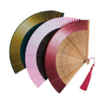 Buddha Stones Solid Color Gradient Hollow Engraved Handheld Bamboo Folding Fan Folding Fan BS 16