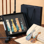 Buddha Stones Classical Musical Instruments Pipa Guzheng Guqin Ruan Metal Bookmarks Tassel With Gift Box Bookmarks BS 32