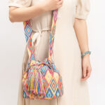 Buddha Stones Colorful Geometry Flowers Print Canvas Bucket Crossbody Bag Shoulder Bag Crossbody Bag BS 8